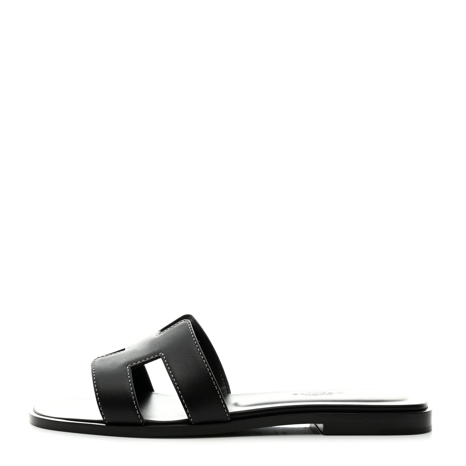 Hermes Box Calfskin Oran Sandals 35.5 Black 1 of 9