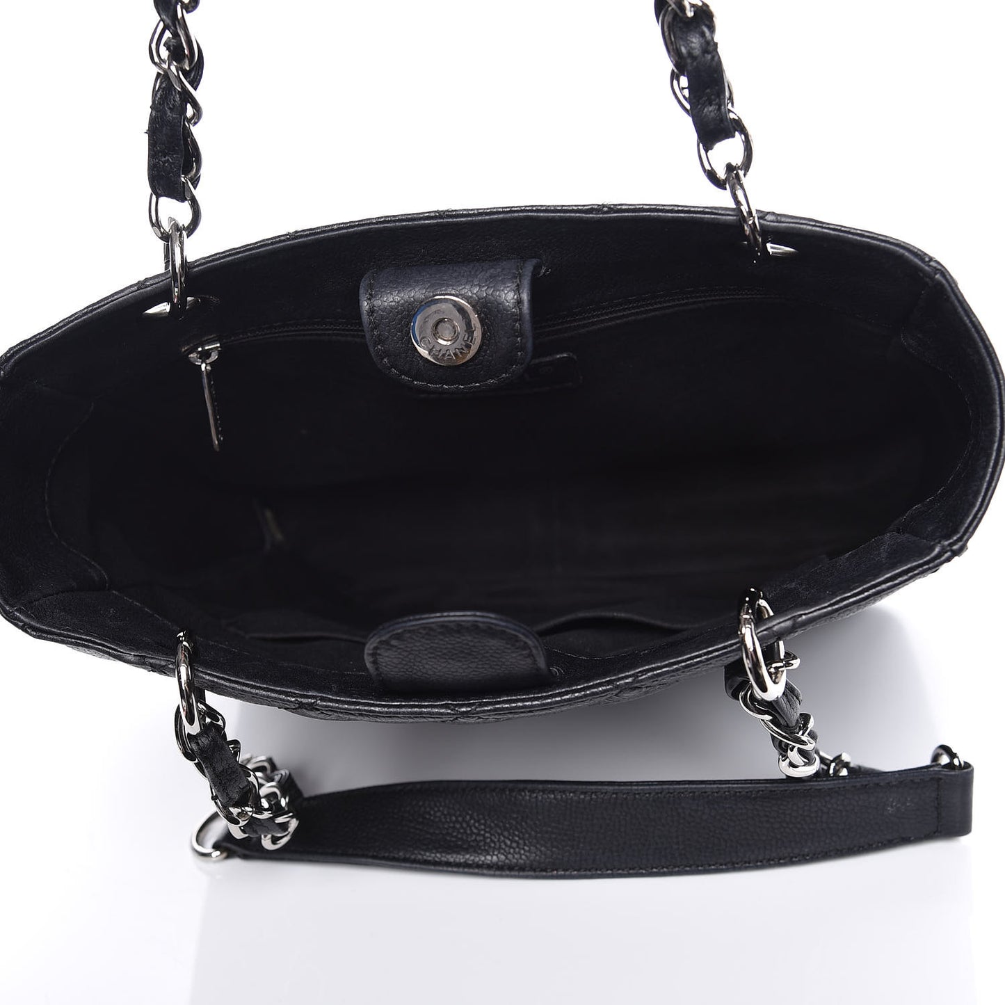 Caviar Quilted Petit Shopping Tote PST Black