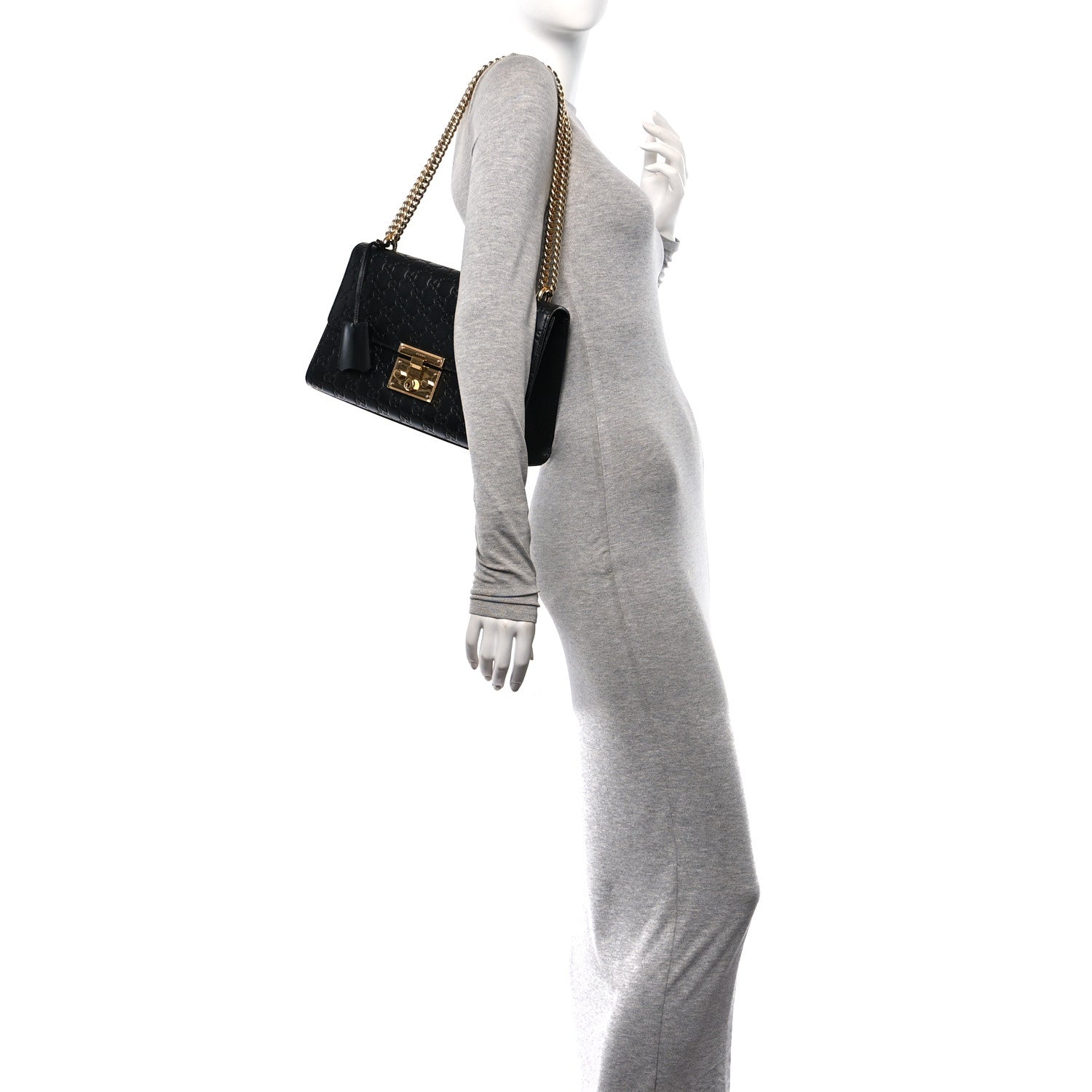Gucci Guccissima Medium Padlock Shoulder Bag Black 2 of 10