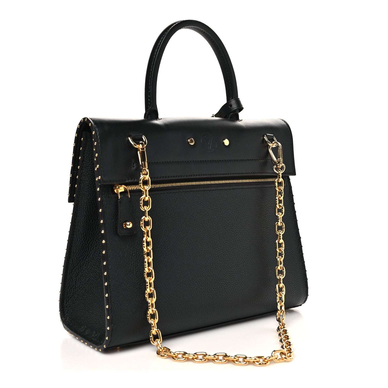 Louis Vuitton Calfskin Taurillon Studded City Steamer One Handle Bag Black 2 of 8