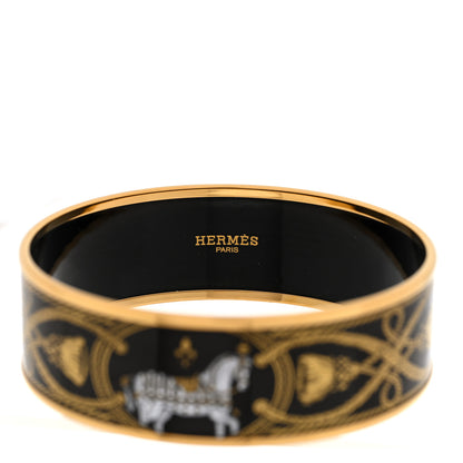 Hermes Enamel Printed Wide Grand Apparat Bracelet 65 Black 4 of 4