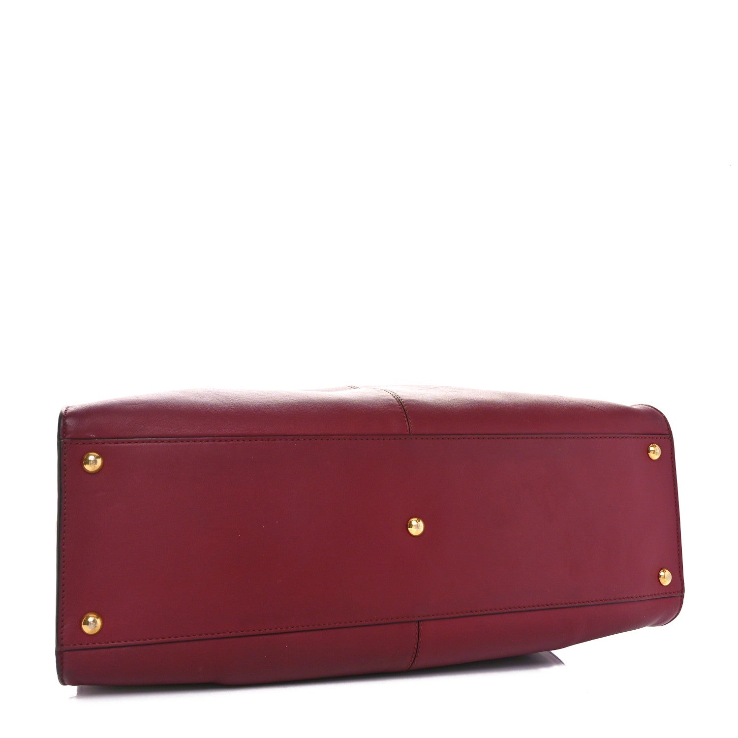 Fendi Vitello Seta Glazed Fabric FF 1974 Large Peekaboo X-Lite Barolo Mogano Panna 4 of 12