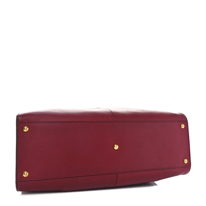 Fendi Vitello Seta Glazed Fabric FF 1974 Large Peekaboo X-Lite Barolo Mogano Panna 4 of 12