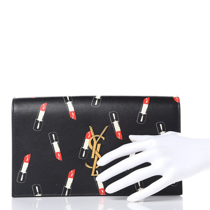 Saint Laurent Calfskin Lipstick Print Classic Monogram Kate Clutch Black 2 of 9