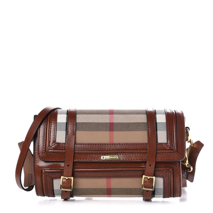 Burberry House Check Bridle Calfskin Doyle Crossbody Bag Dark Tan 1 of 12