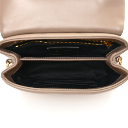 Saint Laurent Calfskin Y Quilted Monogram Toy Loulou Crossbody Bag Taupe 5 of 12