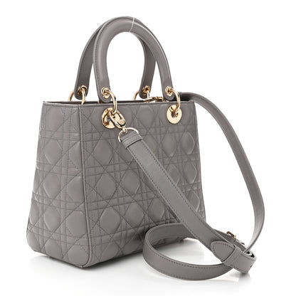Christian Dior Lambskin Cannage Medium Lady Dior Grey 3 of 10