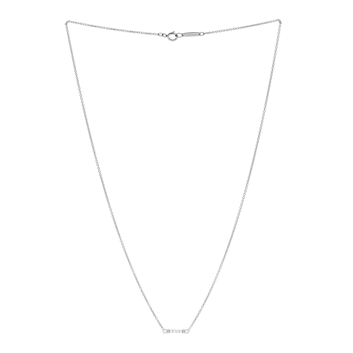 Platinum Diamond Fleur de Lis Key Bar Pendant Necklace