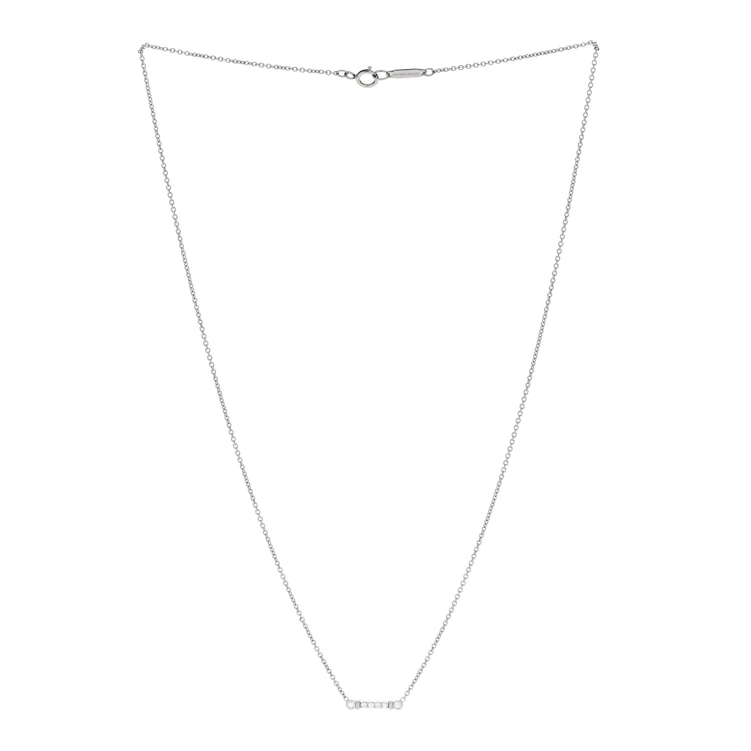 Tiffany Platinum Diamond Fleur de Lis Key Bar Pendant Necklace 3 of 6