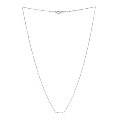 Tiffany Platinum Diamond Fleur de Lis Key Bar Pendant Necklace 3 of 6