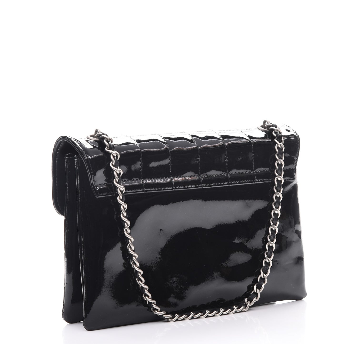 Patent Chocolate Bar Quilted Computer Keys Flap Black