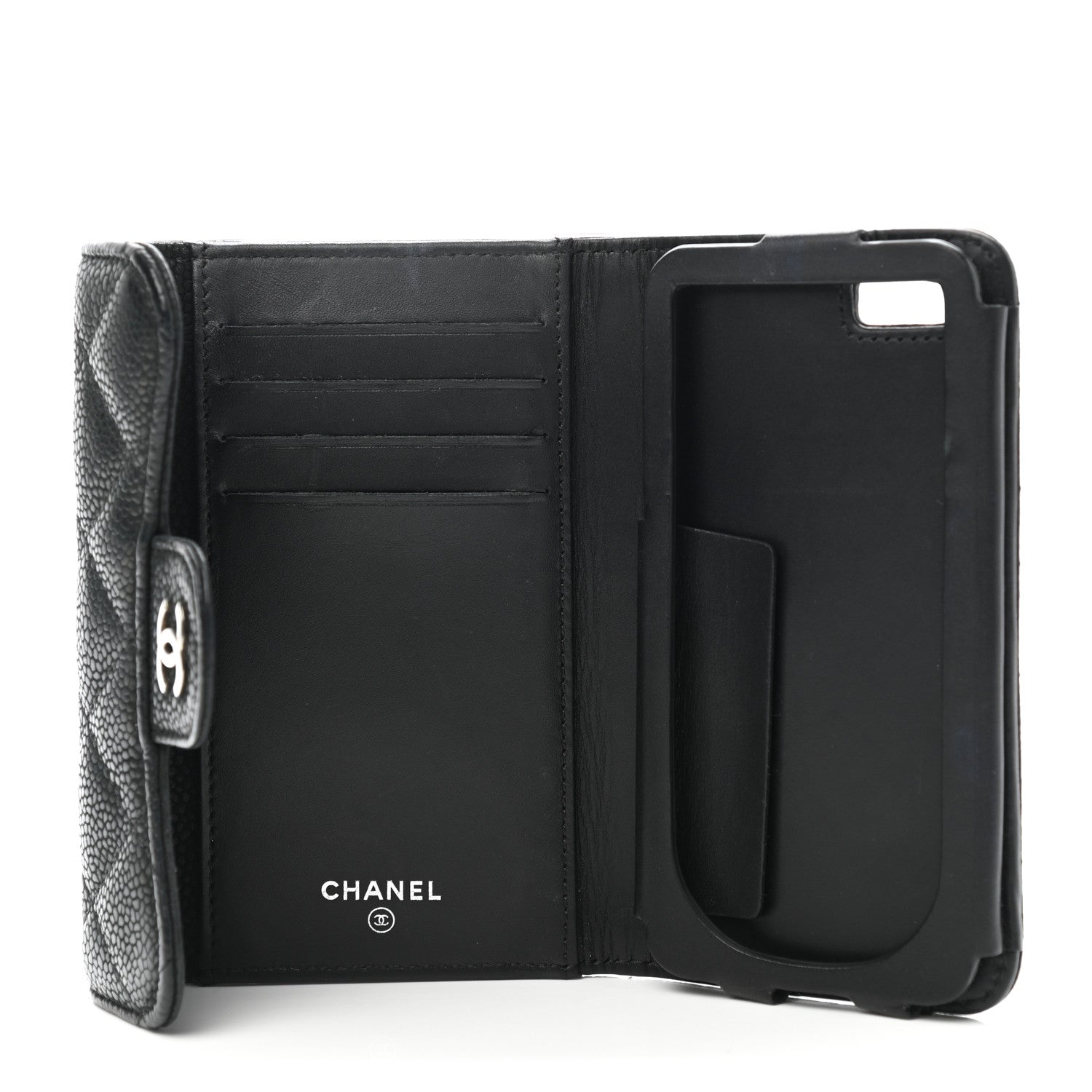 Chanel Caviar Quilted Flap Phone Holder Wallet Black 5 of 9