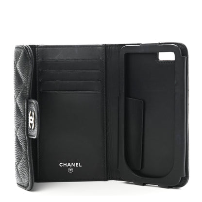 Chanel Caviar Quilted Flap Phone Holder Wallet Black 5 of 9
