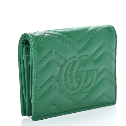 Gucci Calfskin Matelasse GG Marmont Card Case Wallet Emerald 2 of 11