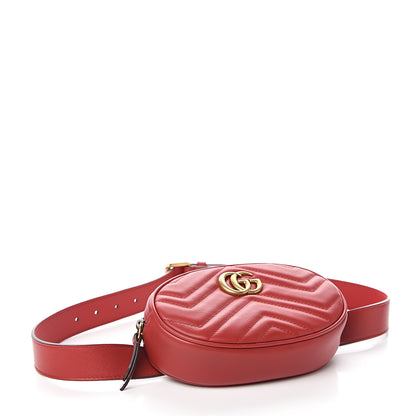 Gucci Calfskin Matelasse GG Marmont Belt Bag 85 34 Hibiscus Red 3 of 9
