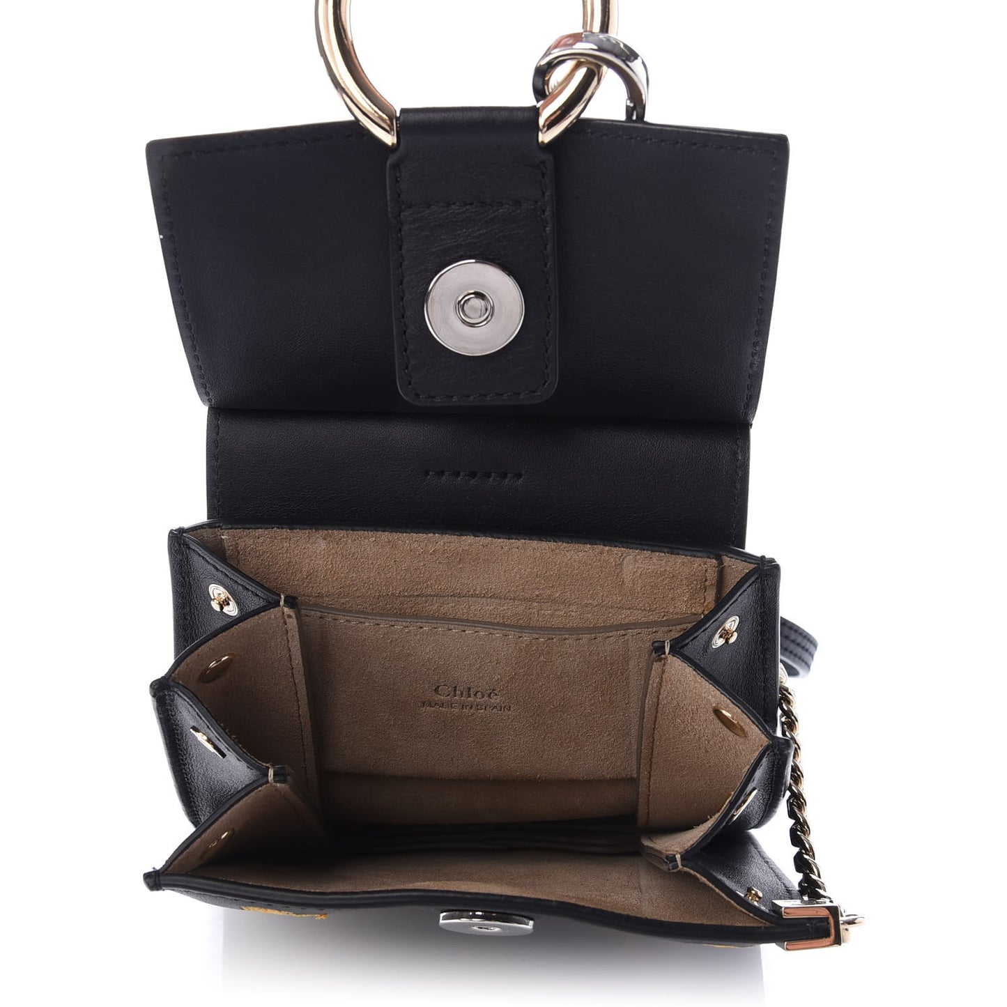 Smooth Calfskin Little Horses Embroidered Mini Faye Bracelet Bag Black