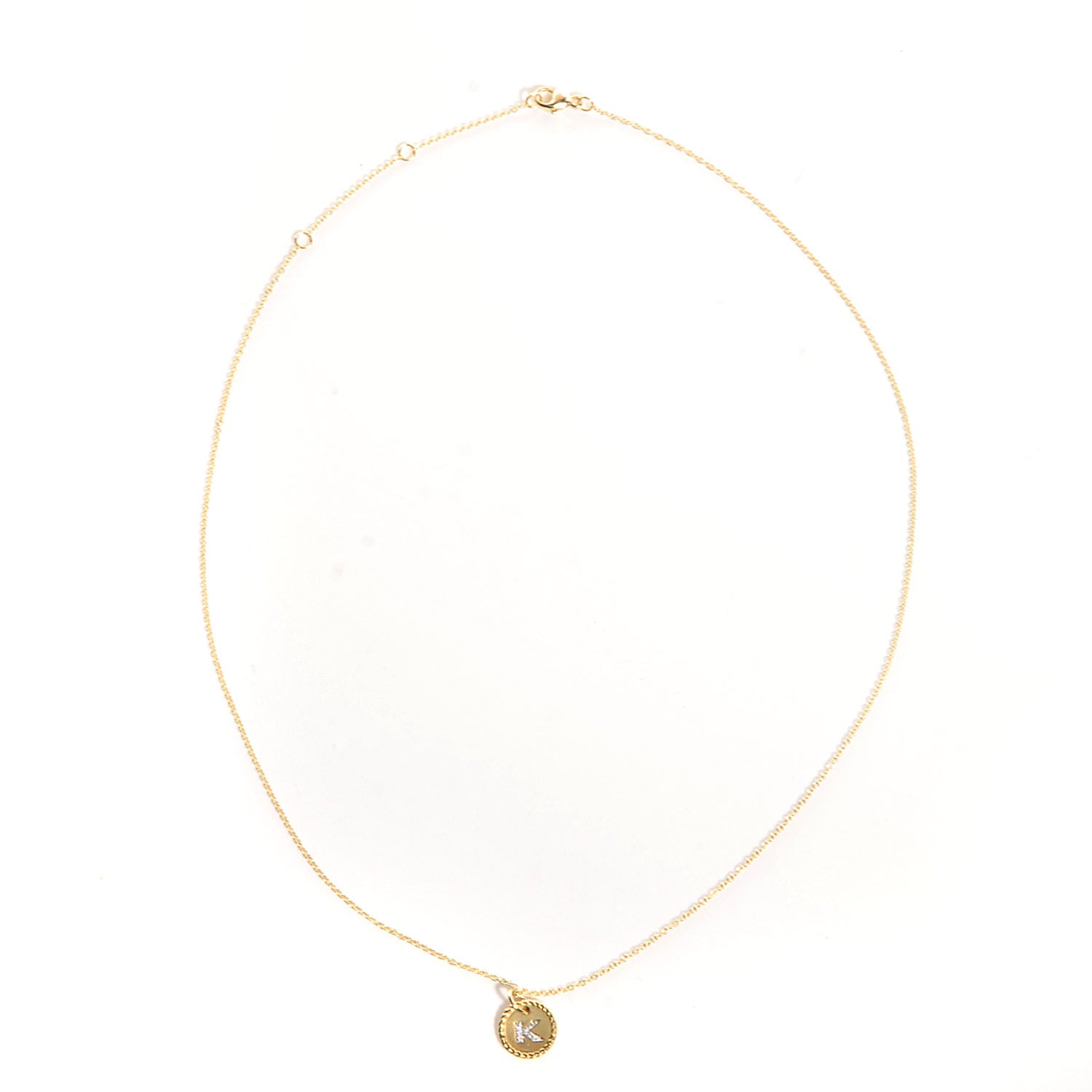 David Yurman 18K Yellow Gold Diamond Initial K Charm Pendant Necklace 6 of 6
