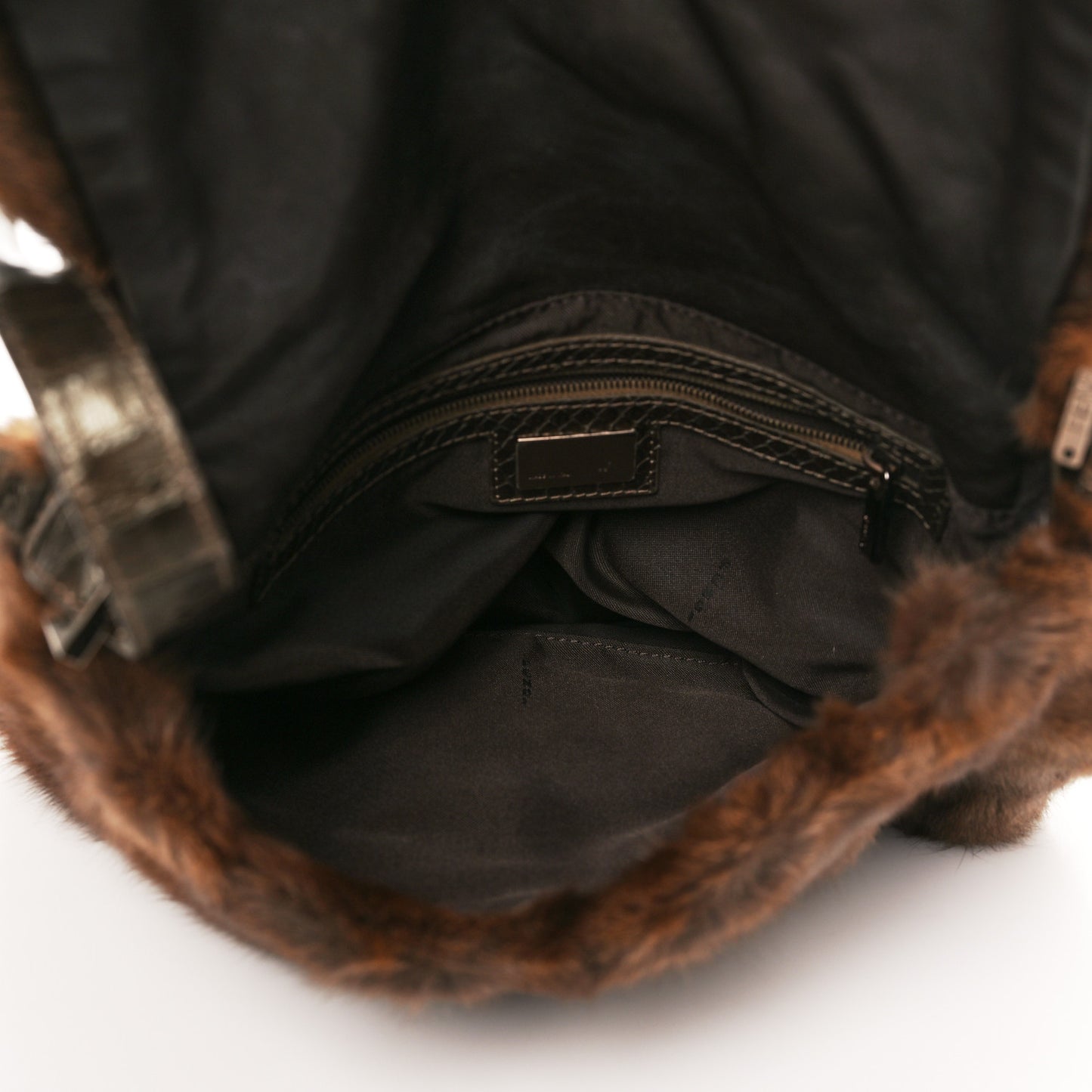 Mink Fur Snakeskin Mama Baguette