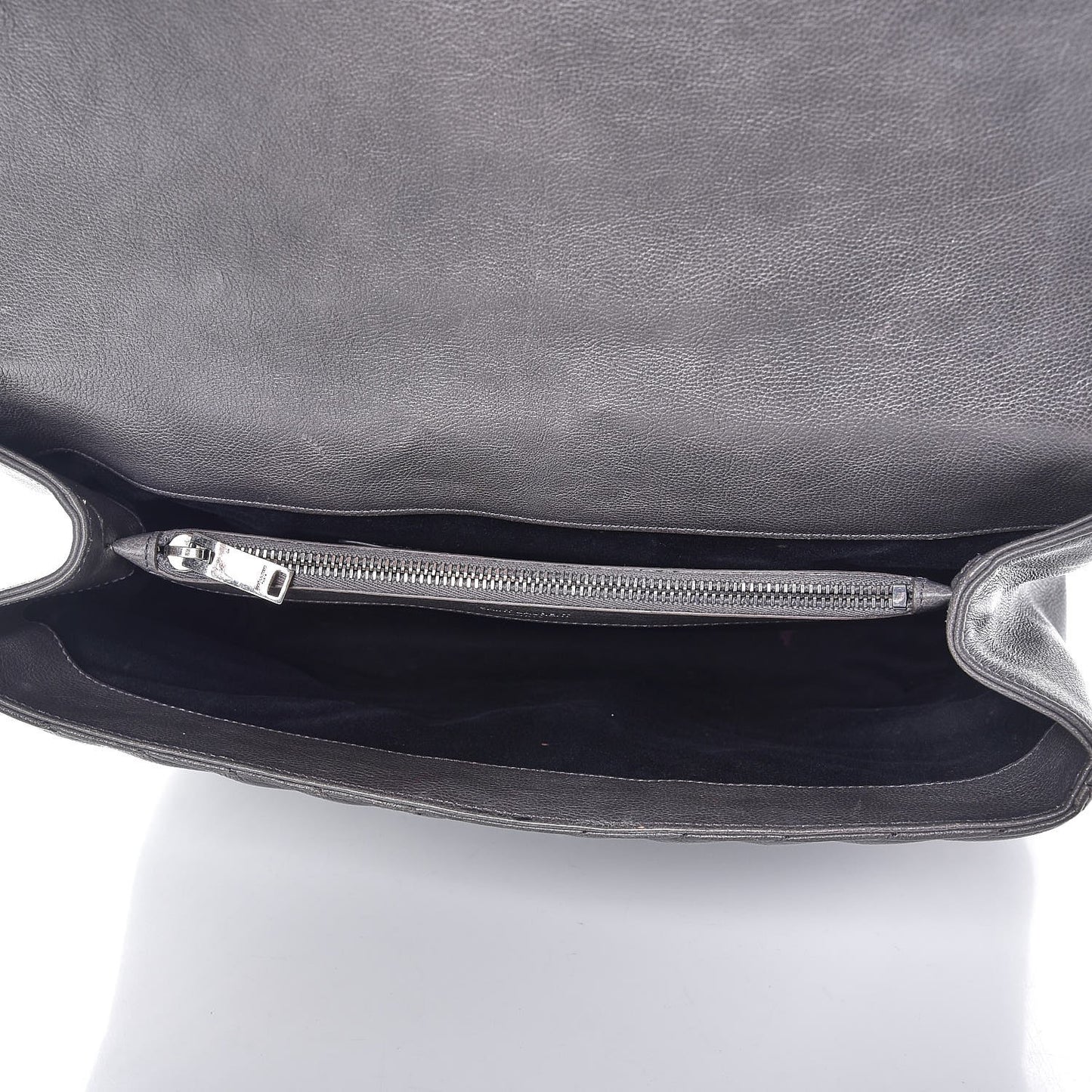 Sheepskin Matelasse Chevron Monogram Large College Satchel Dark Anthracite