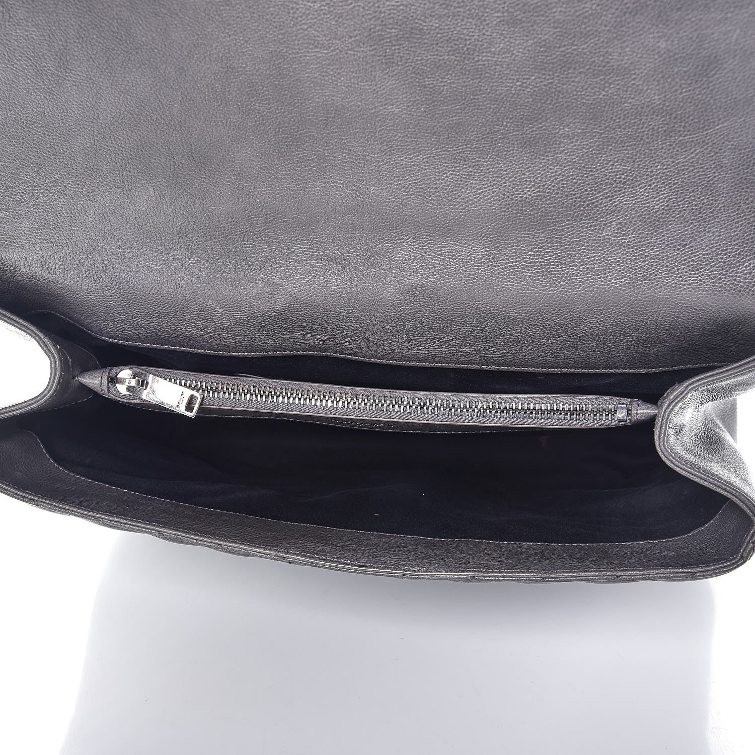 Saint Laurent Sheepskin Matelasse Chevron Monogram Large College Satchel Dark Anthracite 5 of 8