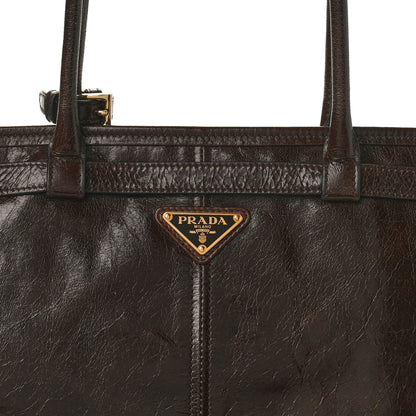 Prada Shiny Nappa Large Bonnie Shoulder Bag Dark Brown 7 of 12