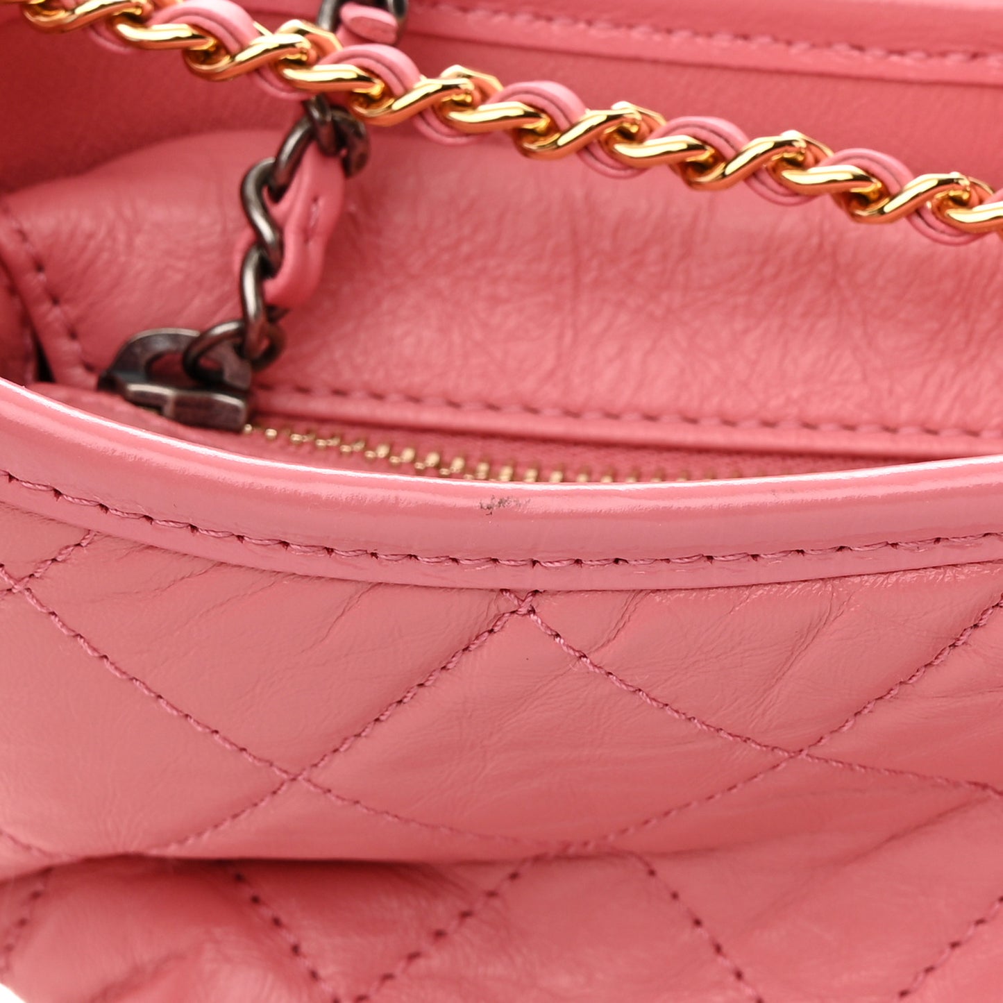 Aged Calfskin Quilted Medium Gabrielle Logo Hobo Rose