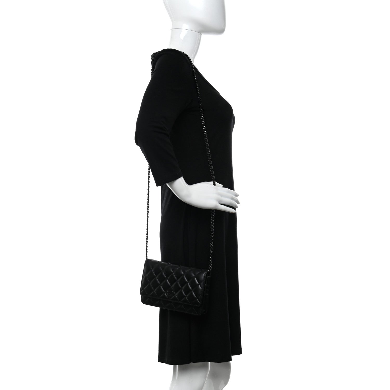 Chanel Lambskin Quilted Wallet On Chain WOC So Black 2 of 11