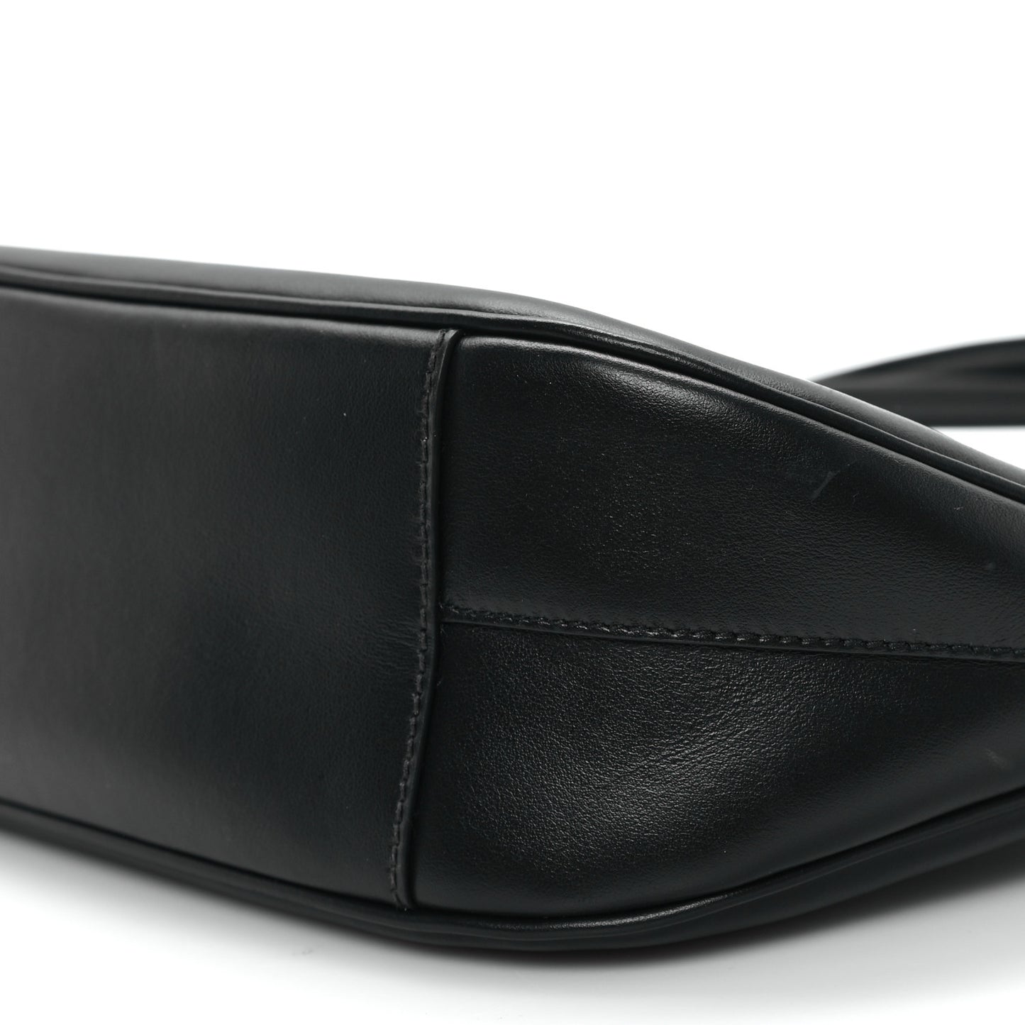 City Calf Small Triangle Shoulder Bag Black