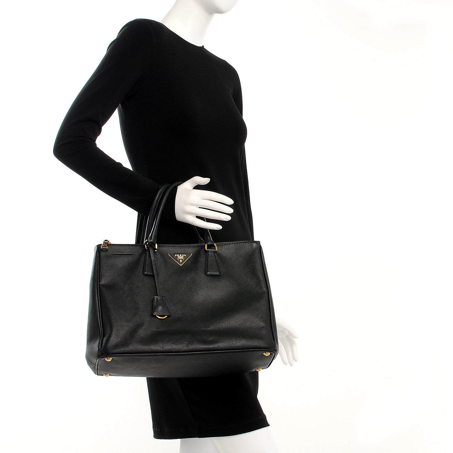 Prada Saffiano Lux Large Double Zip Tote Nero Black 2 of 7
