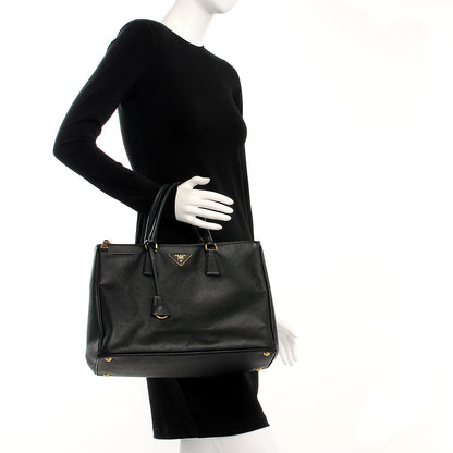 Prada Saffiano Lux Large Double Zip Tote Nero Black 2 of 7