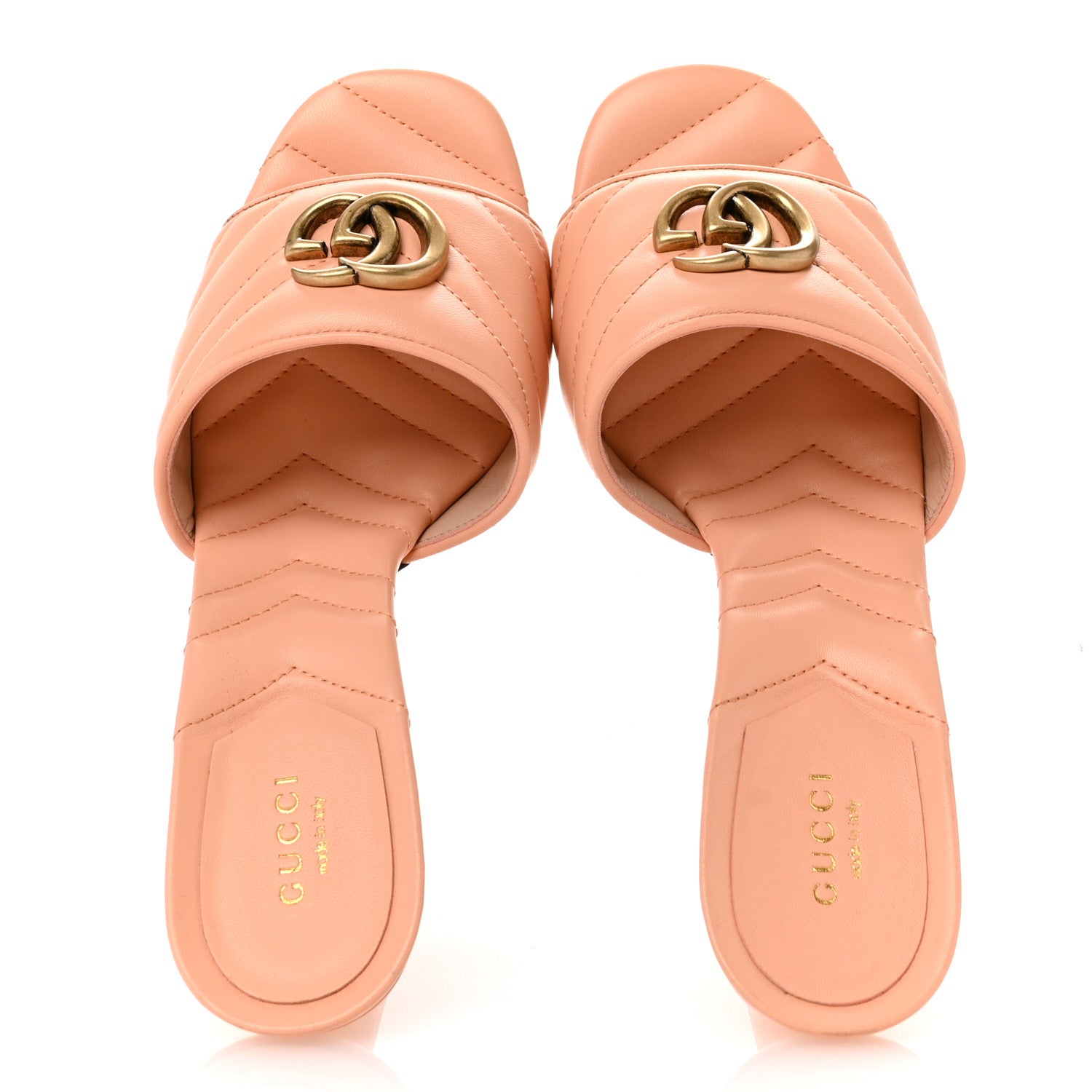 Gucci Nappa Matelasse GG Marmont 75mm Slide Sandals 40 Peachy Chic 2 of 9