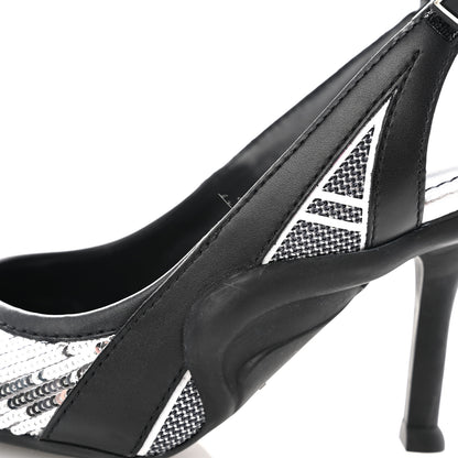 Louis Vuitton Calfskin Sequin Archlight Slingback Pumps 35 Black 10 of 10