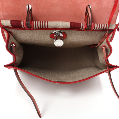 Hermes Vache Hunter Toile H Vibration Herbag Zip 31 PM Bordeaux Ficelle Rouge Piment 7 of 12