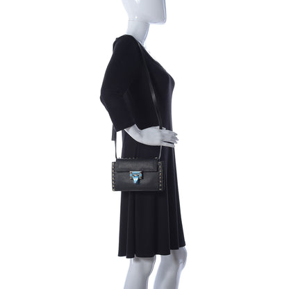 Valentino Garavani Pebbled Calfskin Small Rockstud Overlay Flap Shoulder Bag Black 2 of 11