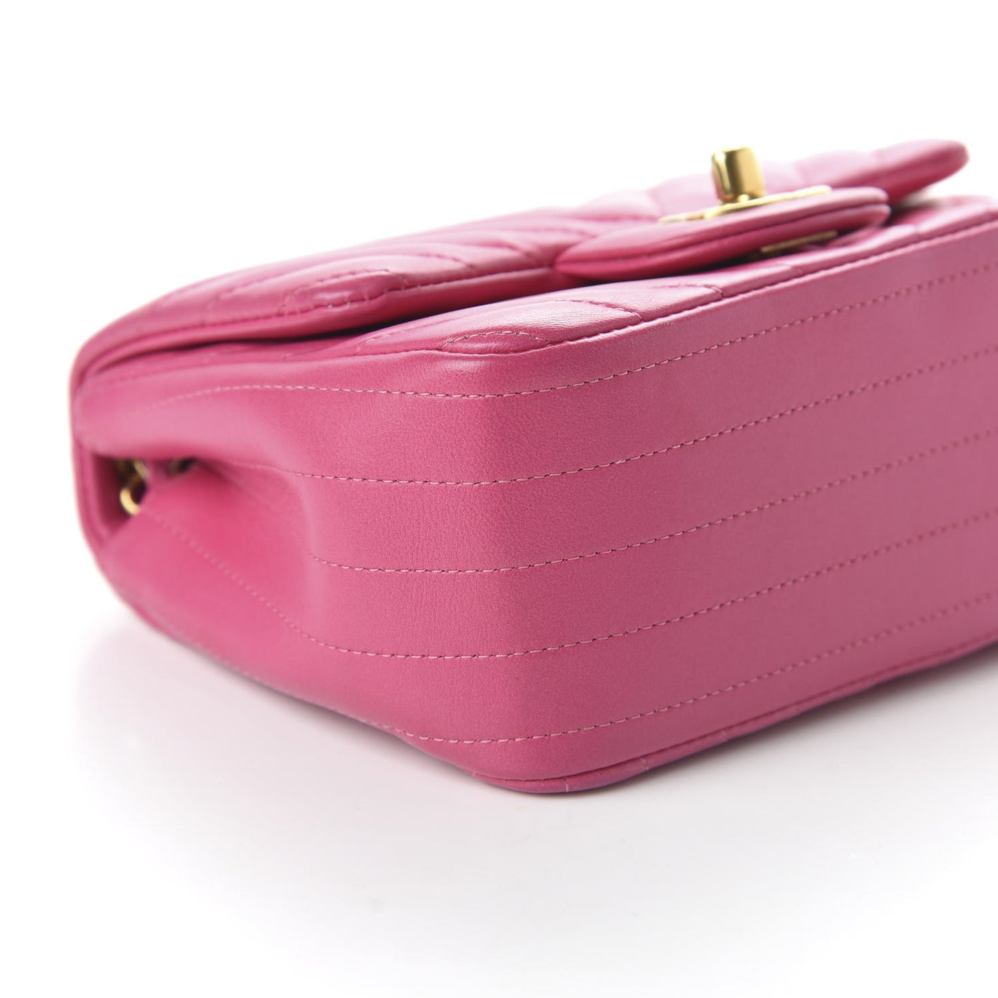Lambskin Chevron Quilted Mini Square Flap Fuchsia