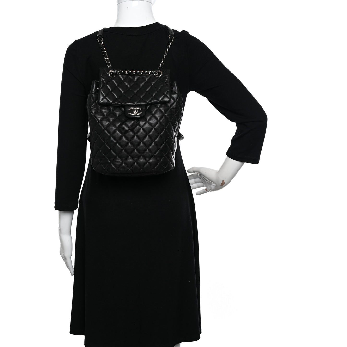 Lambskin Quilted Small Urban Spirit Backpack Black