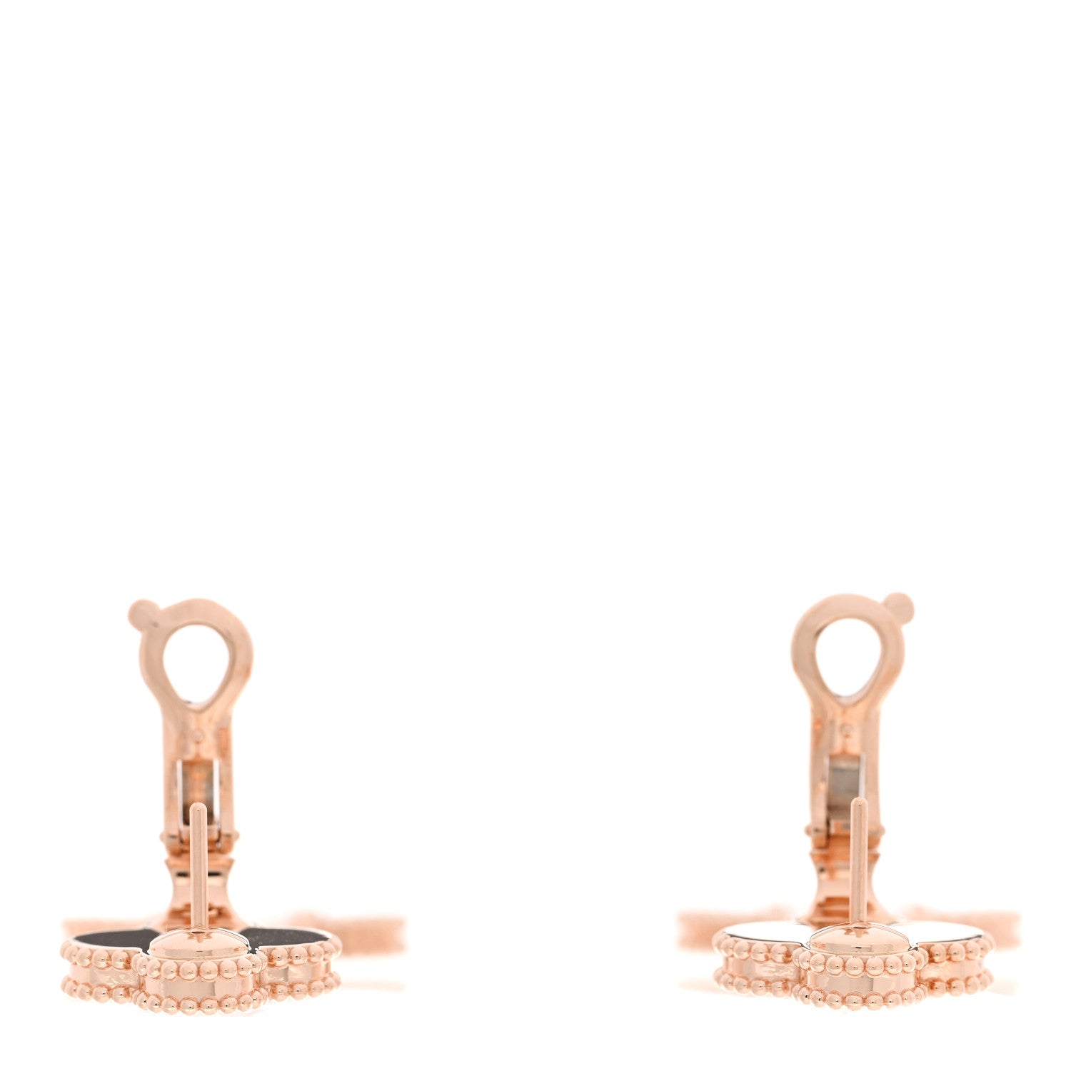 Van Cleef & Arpels 18K Rose Gold Guilloche Carnelian 2 Motifs Magic Alhambra Earrings 3 of 5