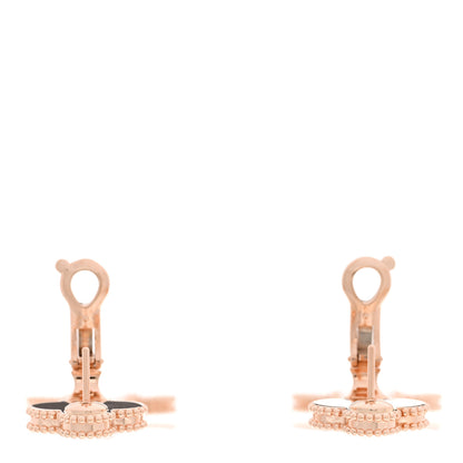 Van Cleef & Arpels 18K Rose Gold Guilloche Carnelian 2 Motifs Magic Alhambra Earrings 3 of 5