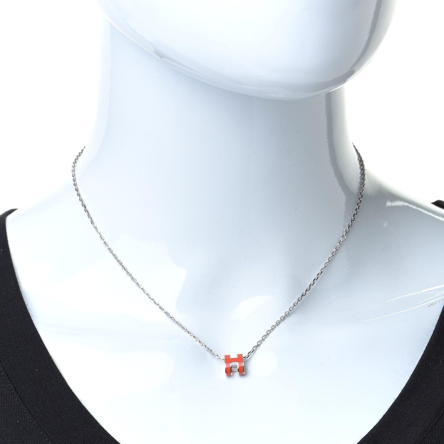 Hermes Palladium Mini Pop H Necklace Orange 2 of 5