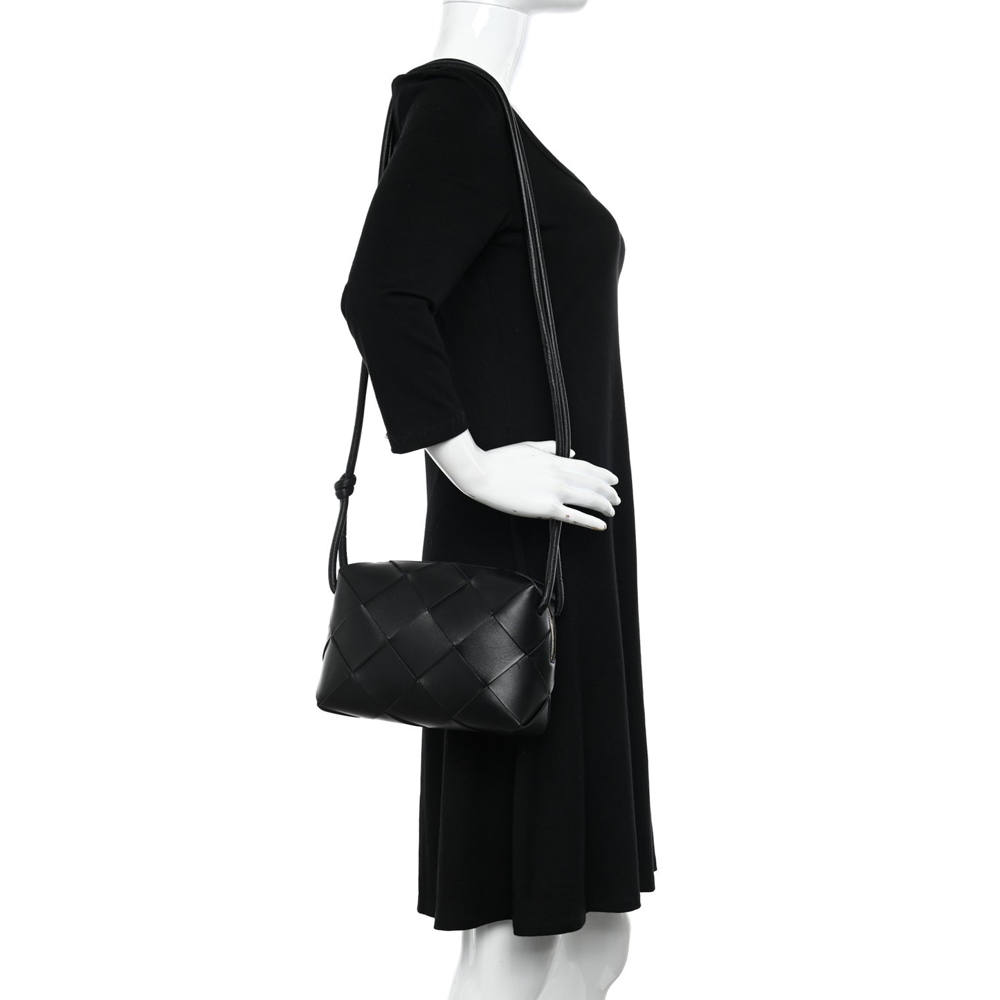 Lambskin Maxi Intrecciato Small Cassette Camera Bag Black