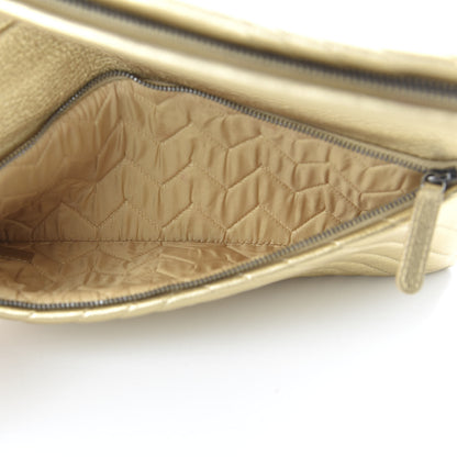 Chanel Metallic Calfskin Chevron Quilted CC Beauty Clutch Gold 5 of 10