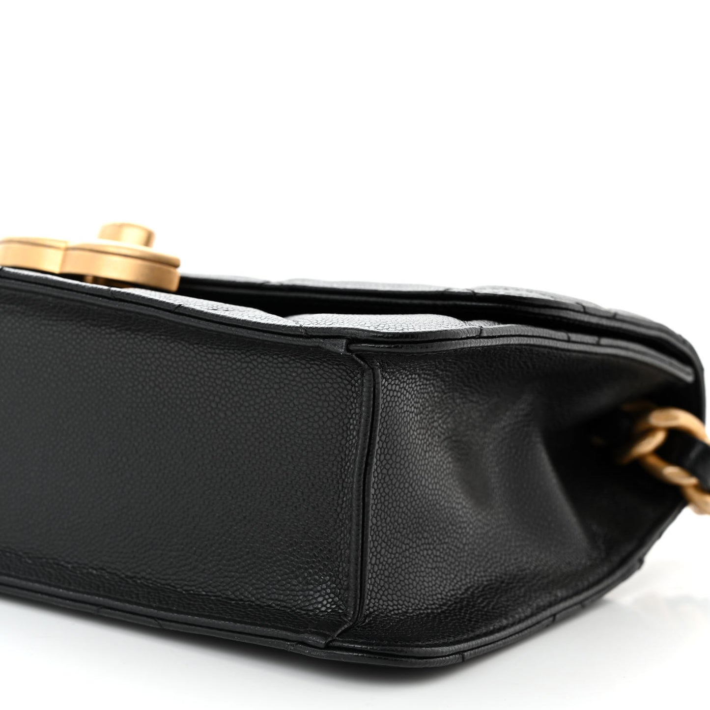 Shiny Caviar Quilted Small Flap Black