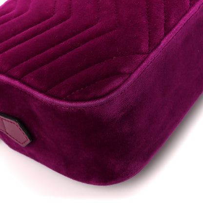Gucci Velvet Matelasse Small GG Marmont Chain Shoulder Bag Fuchsia Violet Cyclamen 10 of 12