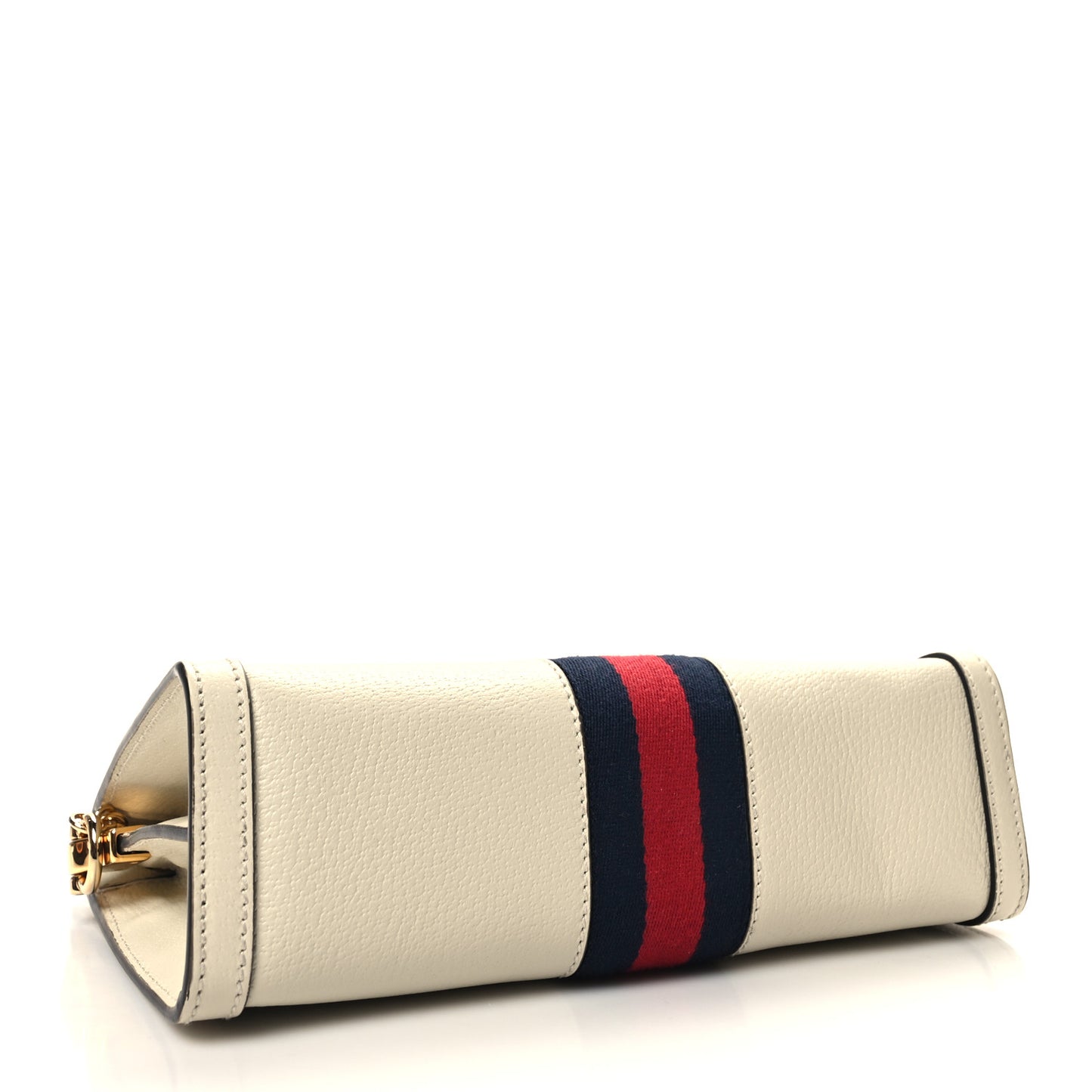 Textured Calfskin Web Small Ophidia Chain Shoulder Bag Mystic White