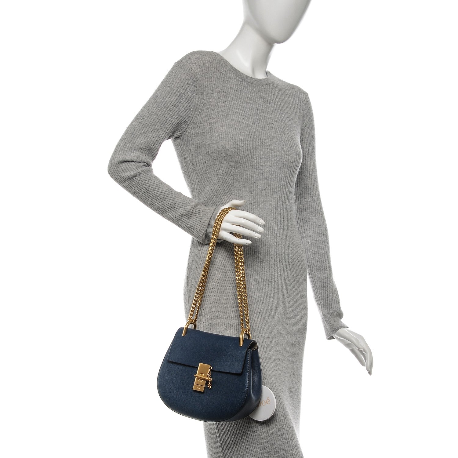 Chloe Goatskin Drew Shoulder Bag Denim Blue 2 of 7