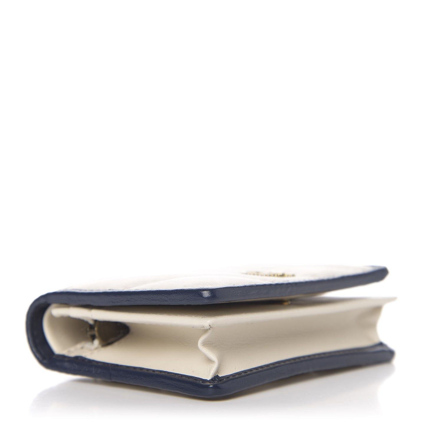 Vintage Effect Calfskin Matelasse Diagonal Torchon GG Marmont Card Case Wallet Mystic White Blue Agata