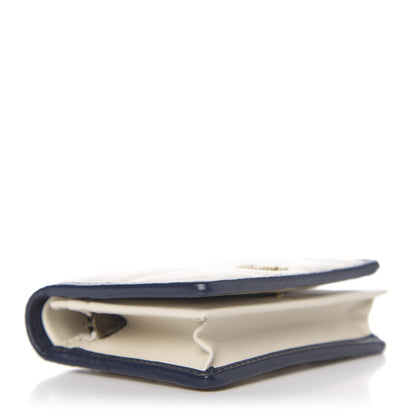Gucci Vintage Effect Calfskin Matelasse Diagonal Torchon GG Marmont Card Case Wallet Mystic White Blue Agata 4 of 6