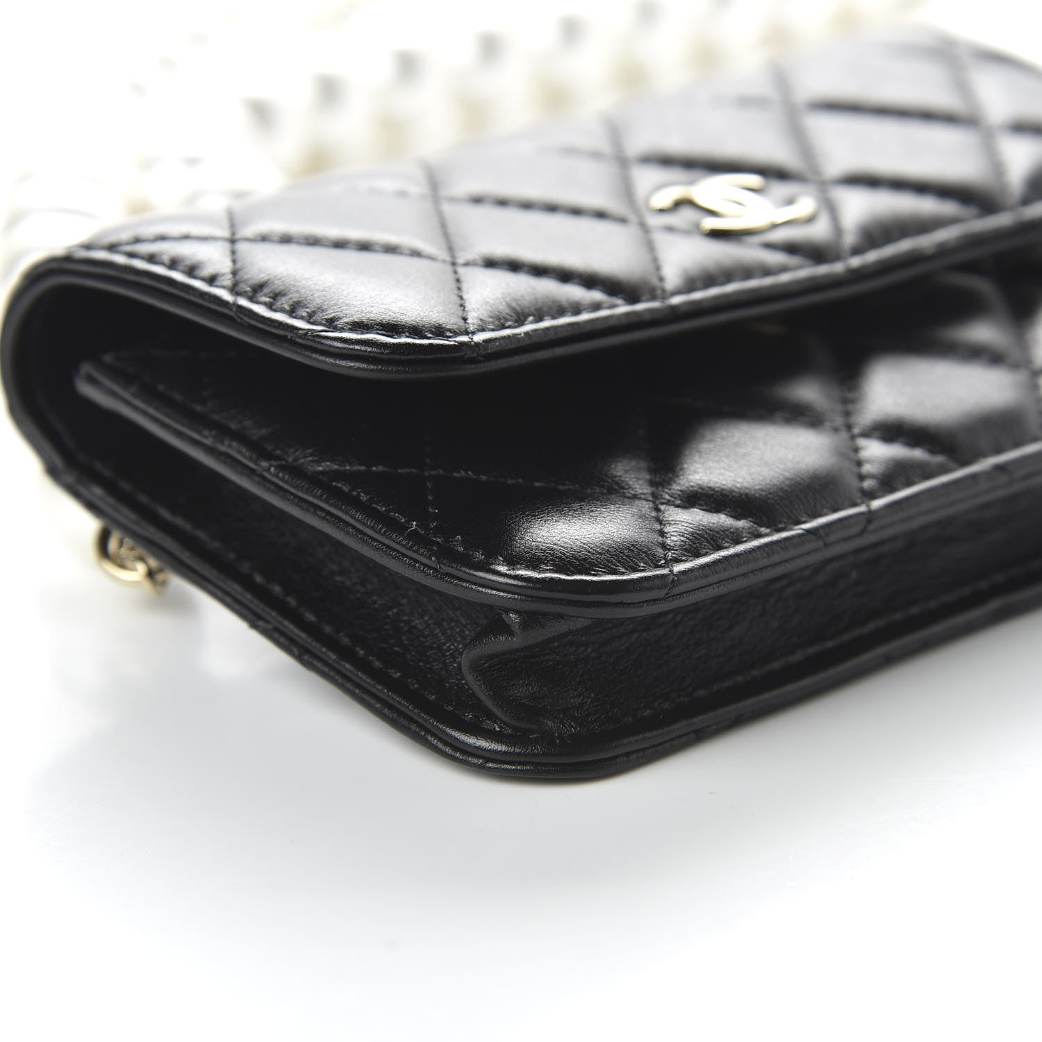 Chanel Calfskin Quilted Pearl Clutch With Chain Black 6 of 11