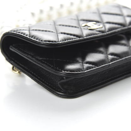 Chanel Calfskin Quilted Pearl Clutch With Chain Black 6 of 11