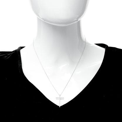Tiffany 18K White Gold Diamond Metro Cross Pendant Necklace 3 of 6